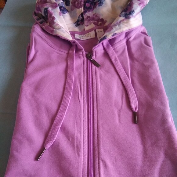 Denim & Co Active Violet French Terry Zip Hoodie-5XP- NWT - Picture 2 of 6